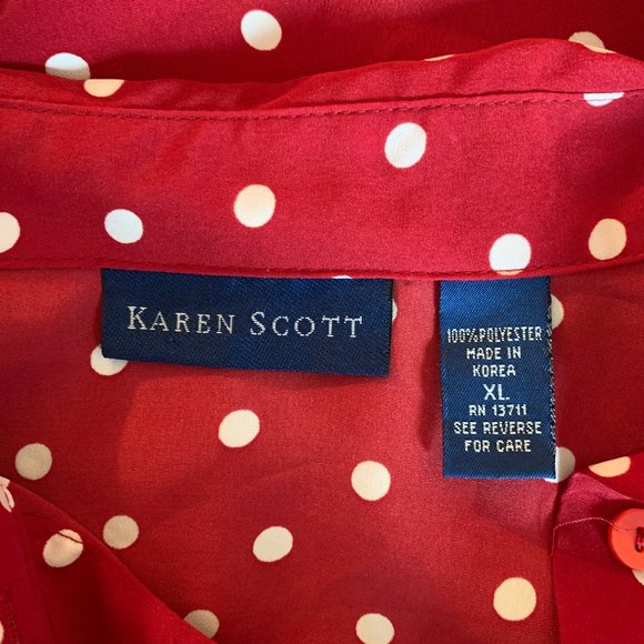 KAREN SCOTT Polka Dot Button Down Shirt - Picture 5 of 5
